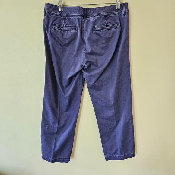 Banana Republic Boyfriend Chino, Size 6P Ankle Distressed Cotton Flat Front - Picture 4 of 8